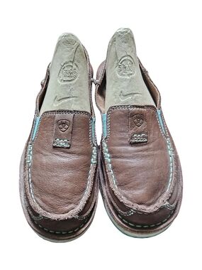 Ariat Brown Leather Slip On Loafers Womens Size 7 Comfort Western Casual